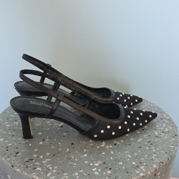 Michael Kors Shoes - Michael Kors Black Slingback Heels with Silver Studs
